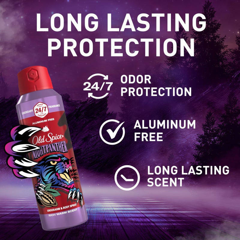 Old Spice بخاخ الجسم أولد سبايس خالي من الألمنيوم للرجال، حماية من الروائح على مدار 24/7، عطر يدوم على مدار 24/7 ونضارة، رائحة بجودة كولون، نايتمثانر برائحة دافئة غنية، 5.1 أونصة (عبوة من 3)  - Image 2