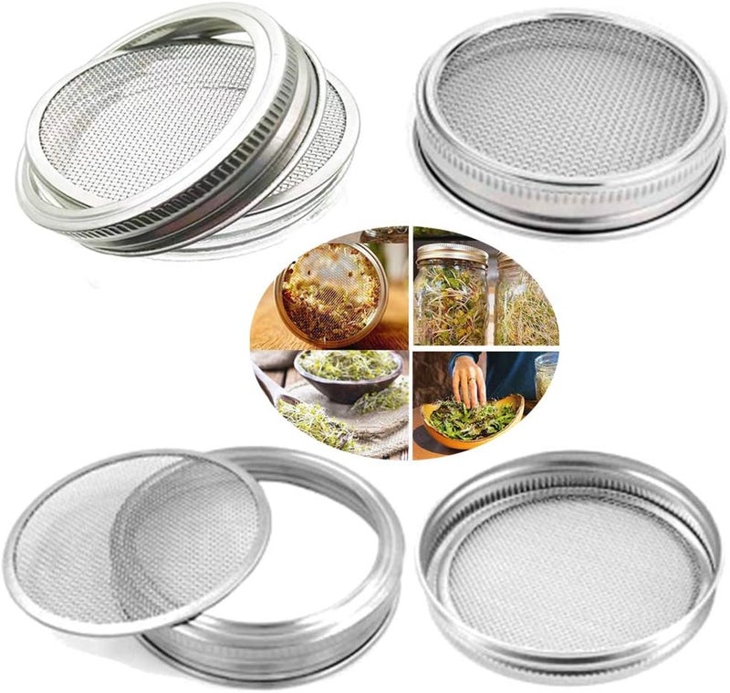 SRXES Sprouting Jar Lid (32oz Glass Jars) with 4 Pack Stainless Steel Sprouting Stands for Wide and Wide Mouth Mason Jar for Growing Organic Sprouts, Stainless Steel, 4 Pack - Image 2