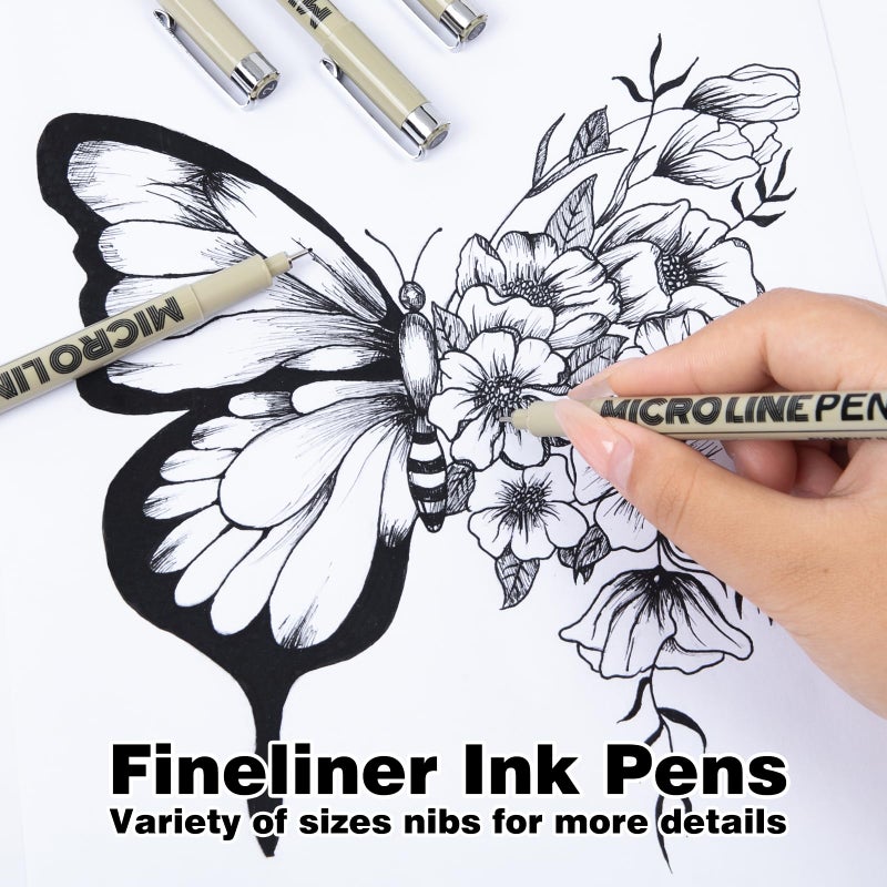KERIFI Micro-Pen Fineliner Ink Pens, 12 Pack Black Micro Fine Point Drawing Pens Waterproof Archival Ink Multiliner Pens for Artist Illustration, Sketching, Technical Drawing, Zentangle, Scrapbooking - Image 3