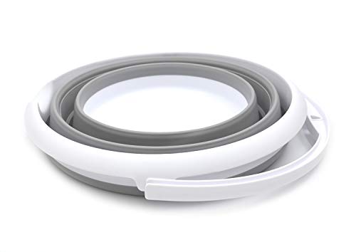 SAMMART 10L (2.64Gallon) Collapsible Fishing Bucket - Foldable Round Tub - Portable Plastic Water Pail - Space Saving Outdoor Waterpot - Trunk Organizer (1, Grey) - Image 3