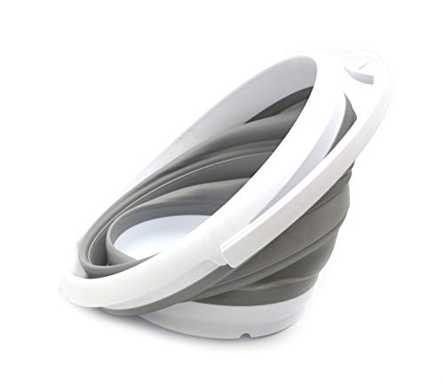 SAMMART 10L (2.64Gallon) Collapsible Fishing Bucket - Foldable Round Tub - Portable Plastic Water Pail - Space Saving Outdoor Waterpot - Trunk Organizer (1, Grey) - Image 4