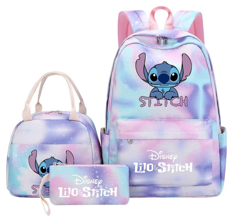 Stitch Printed Three Piece Set Backpack