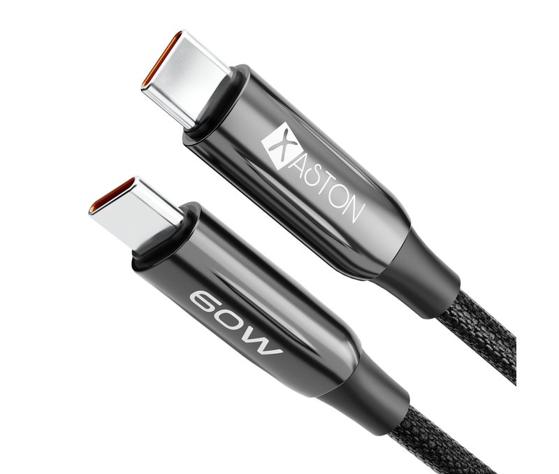 XASTON 60W Type C to C Fast Charging Cable 1.2M, PD Type C Charger Cord for MacBook, iPad, Samsung Galaxy, Android Phones, Nylon Braided Data Sync Cable (480Mbps) - Image 1