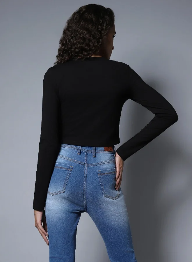 HIGH STAR Women Black Tops