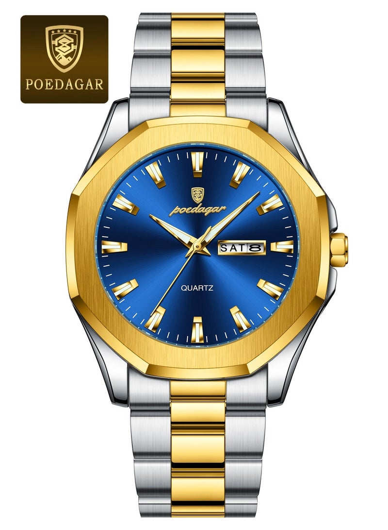 پوداجار ساعة يد رجالية، ساعة كوارتز رجالية مقاومة للماء ومضيئة، قطرها 42 ملم. - Image 2