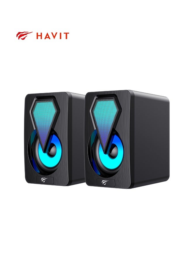 havit HAVIT Computer Speakers PC Sound Box HIFI Stereo Microphone USB Wired  RGB Gaming Speakers Sound Bar Subwoofer Stereo Surround Music/Dual Driver  - Image 1
