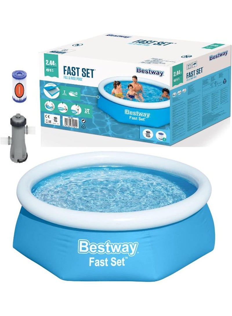 Bestway 244 x 61 cm Fast Set Round Large Kids & Family Pool - Easy Set Inflatable Pool (Bestway 57450) - Image 1