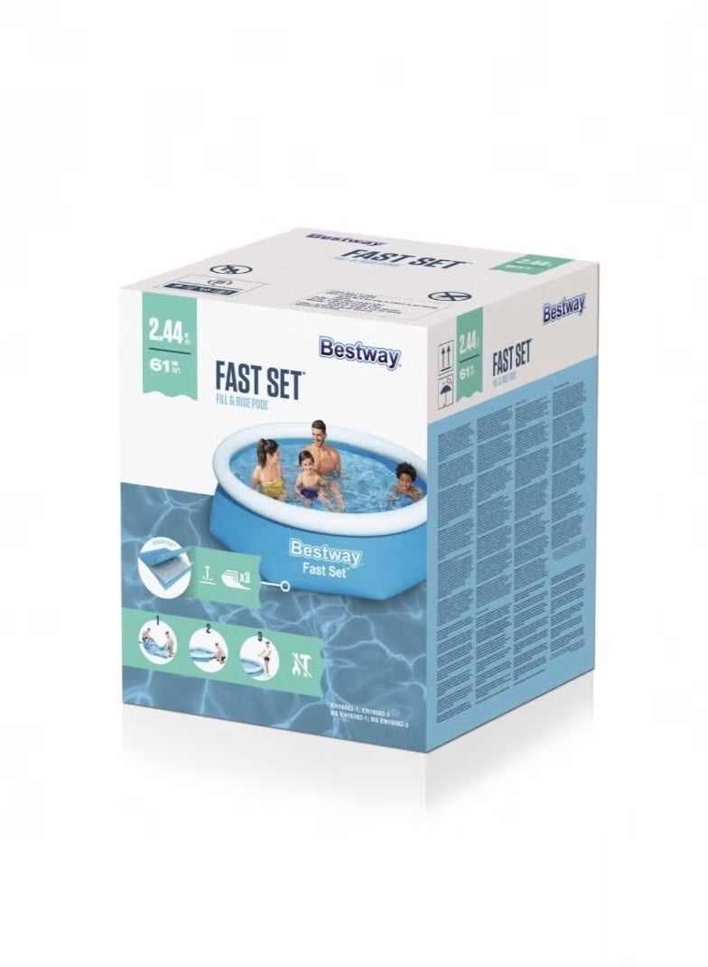 Bestway 244 x 61 cm Fast Set Round Large Kids & Family Pool - Easy Set Inflatable Pool (Bestway 57450) - Image 2