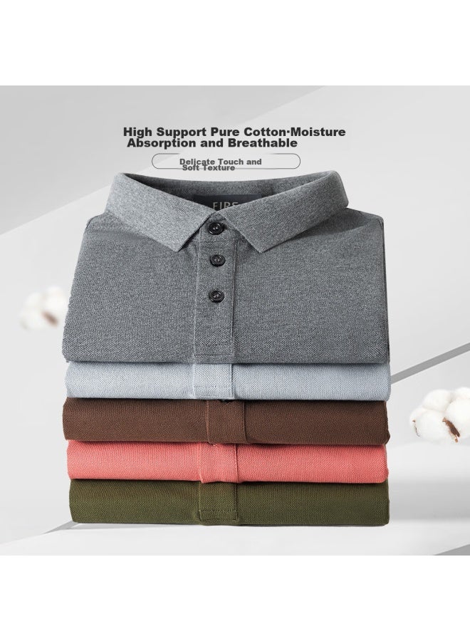 FIRS تي شيرت قطن 100% للرجال، بأكمام طويلة، ربيع وخريف، كاجوال عملي، لون موحد، أسلوب تنقل، ياقة قابلة للطي، قميص داخلي مزخرف ناعم - Image 4