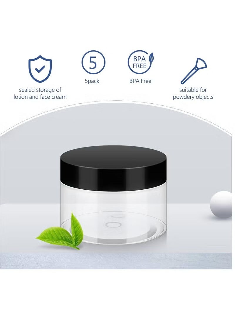 Geustos 4 Oz Cosmetic Cream Jars, 5-Pack, Small Plastic Storage Containers with Lids for Creams/Lotions  - Image 2