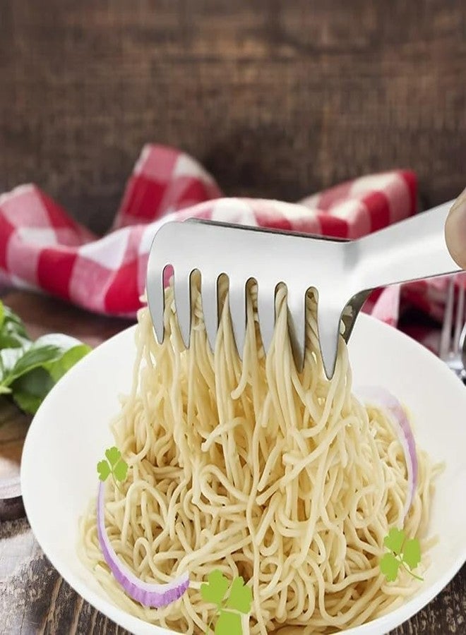 GAFFEL 1 Pc Stainless Steel Spaghetti Tong Noodle Tong Serving Tong for Salad,Pasta,Macaroni - Comb, 20cm, Silver - Image 1