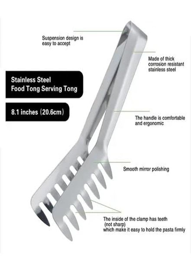 GAFFEL 1 Pc Stainless Steel Spaghetti Tong Noodle Tong Serving Tong for Salad,Pasta,Macaroni - Comb, 20cm, Silver - Image 2