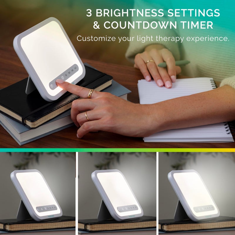 Verilux HappyLight Mini - Portable & Compact Light Therapy Lamp with 10,000 Lux, UV-Free, LED Light with Adjustable Brightness - Boost Mood, Enhance Sleep, & Focus - Small Sun Lamp for Winter Blues - Image 5