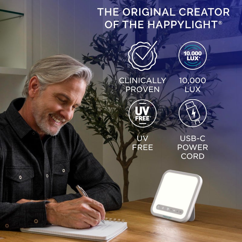Verilux HappyLight Mini - Portable & Compact Light Therapy Lamp with 10,000 Lux, UV-Free, LED Light with Adjustable Brightness - Boost Mood, Enhance Sleep, & Focus - Small Sun Lamp for Winter Blues - Image 4