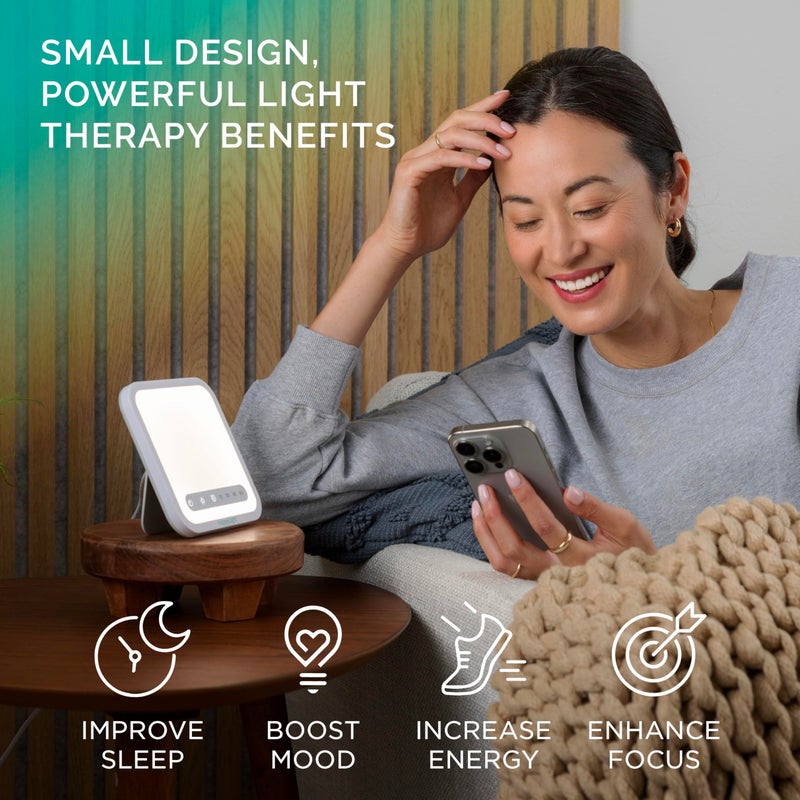 Verilux HappyLight Mini - Portable & Compact Light Therapy Lamp with 10,000 Lux, UV-Free, LED Light with Adjustable Brightness - Boost Mood, Enhance Sleep, & Focus - Small Sun Lamp for Winter Blues - Image 2