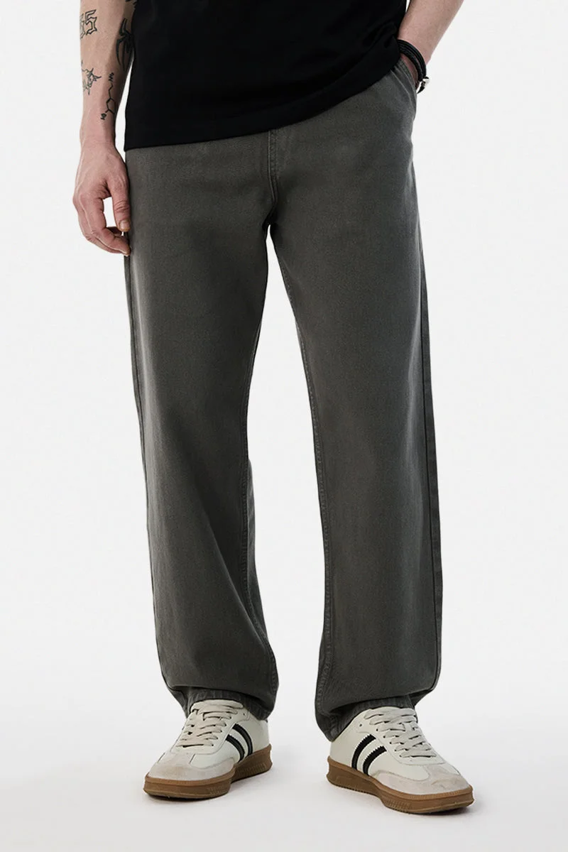 سنيتش Dark Grey Solid Relaxed Casual Jeans