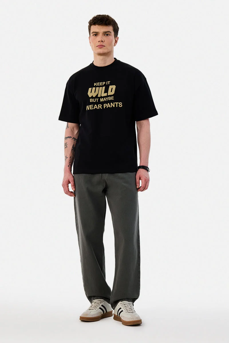 سنيتش Dark Grey Solid Relaxed Casual Jeans