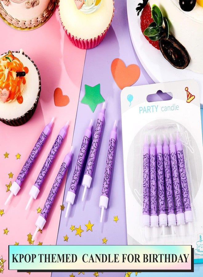 Conelist 12 Pcs Kpop Themed Birthday Candles Purple Lightning Birthday Decorations Cartoon Movie Cake Toppers for Kpop Themed Party Supplies - Image 3
