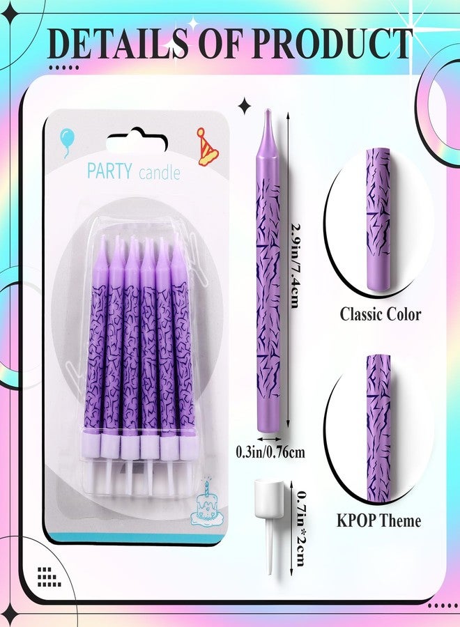 Conelist 12 Pcs Kpop Themed Birthday Candles Purple Lightning Birthday Decorations Cartoon Movie Cake Toppers for Kpop Themed Party Supplies - Image 2