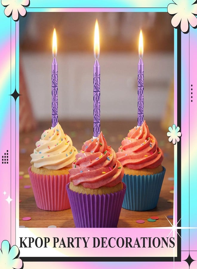 Conelist 12 Pcs Kpop Themed Birthday Candles Purple Lightning Birthday Decorations Cartoon Movie Cake Toppers for Kpop Themed Party Supplies - Image 4