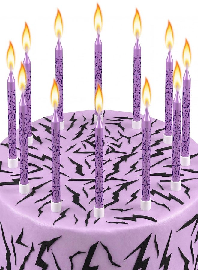 Conelist 12 Pcs Kpop Themed Birthday Candles Purple Lightning Birthday Decorations Cartoon Movie Cake Toppers for Kpop Themed Party Supplies - Image 1