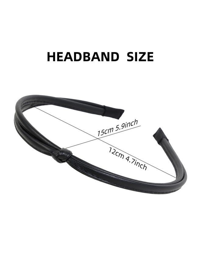 WOVOWOVO 5 Pcs Thin Leather Headbands For Women Cute Knotted Head Bands For Women’S Hair Fashion Kont Headband Black Brown White Headbands For Girls Womens Hair Accessories - Image 2