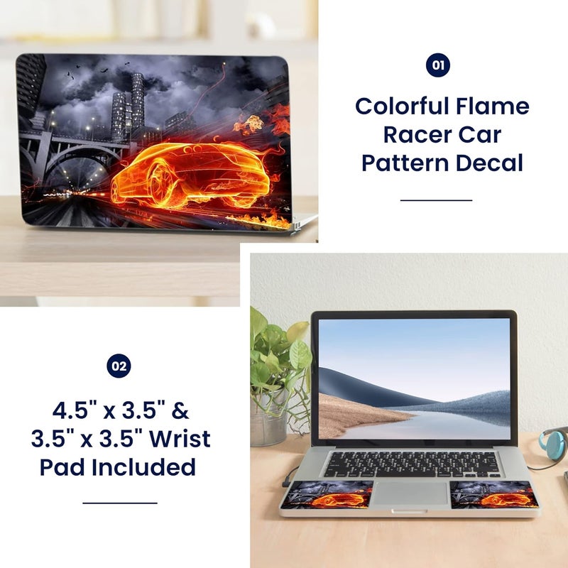 LSS Laptop 15 15.6 Skin Cover with Colorful Flame Racer Car Pattern - Image 2