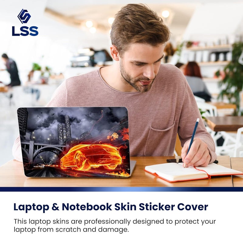 LSS Laptop 15 15.6 Skin Cover with Colorful Flame Racer Car Pattern - Image 5