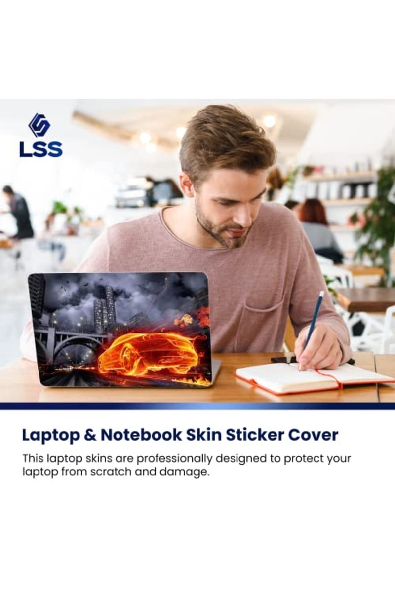 LSS Laptop 15 15.6 Skin Cover with Colorful Flame Racer Car Pattern - Image 5