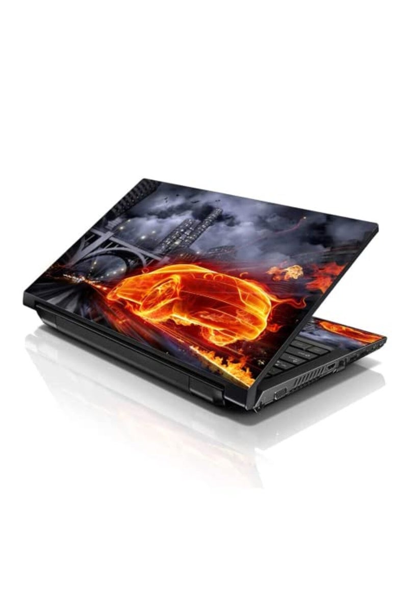 LSS Laptop 15 15.6 Skin Cover with Colorful Flame Racer Car Pattern - Image 1