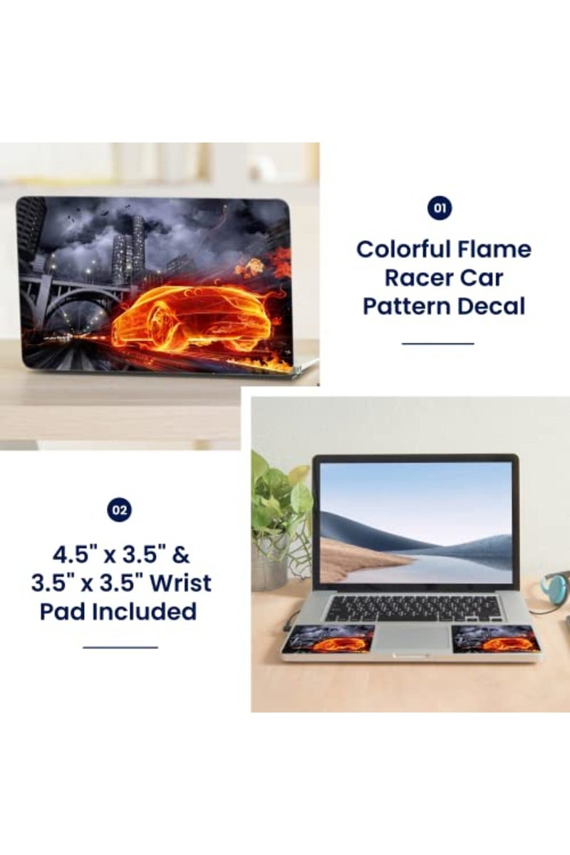 LSS Laptop 15 15.6 Skin Cover with Colorful Flame Racer Car Pattern - Image 2