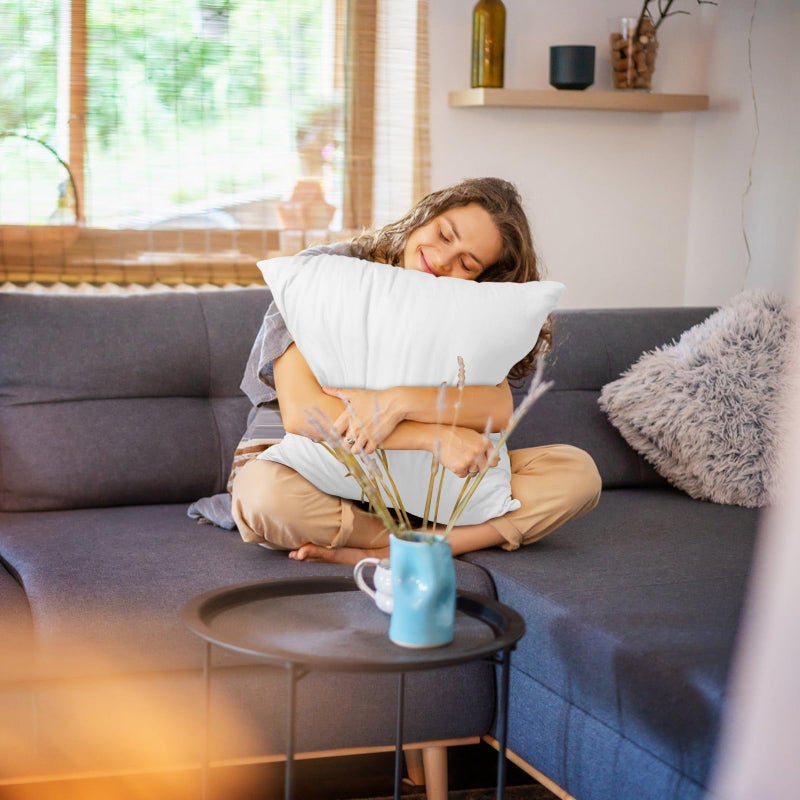 Coddsmz 6 Pack Decorative 100% Cotton Pillow Covers Square Cushion Cover Solid DIY Throw Pillowcase for Spring Home Sofa Bedroom Pure White 6 Pack-16"" x 16""/40x40cm (ONLY Covers  NOT Insert) - Image 2