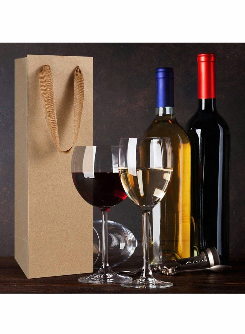 Wine Bag, Brown Kraft Long Kraft Paper Bags Liquor Bags Wine Bag ine Bottle Gift Bags for Wedding, Birthday, Baby Shower - Image 3