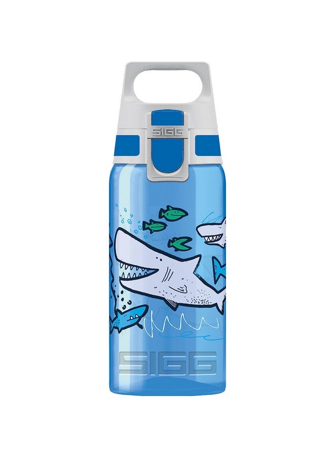 Sigg Kids Water Bottle Viva One Sharkies Leakproof Dishwasher Bpa Free Sport And Bike One Hand Children'S Drink Bottle 17 Oz - Image 1