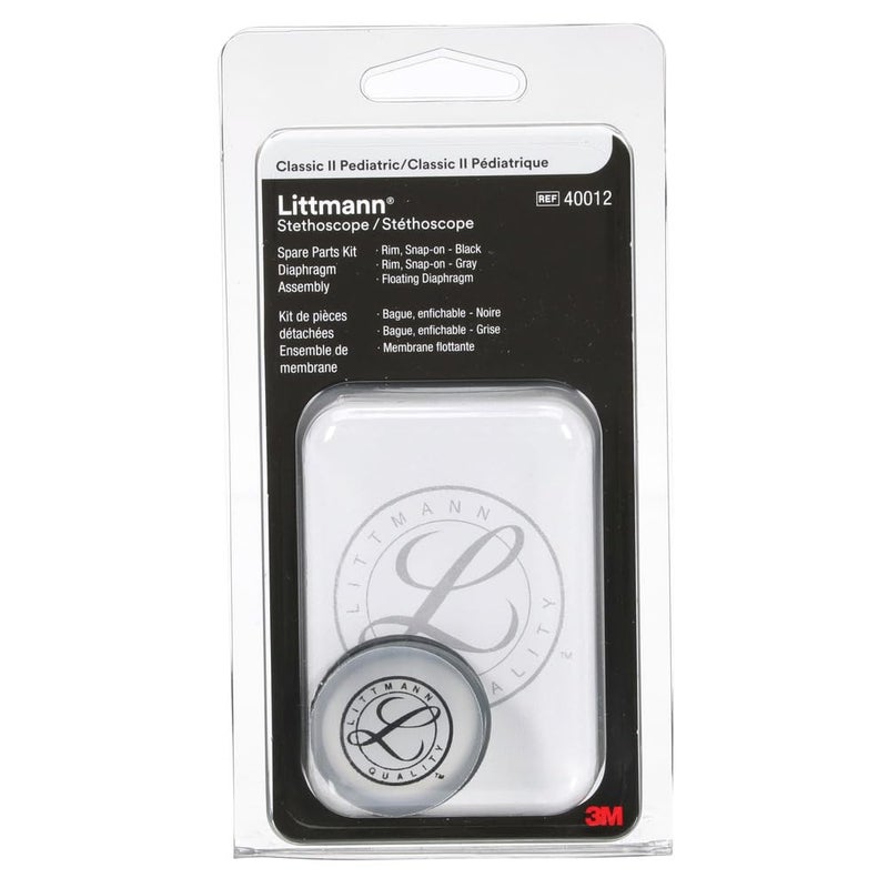 3M Littmann Stethoscope Spare Parts Kit - Classic II Pediatric Diaphragm Assembly, Includes Black & Gray Rim, Floating Diaphragm, 40012 - Image 1
