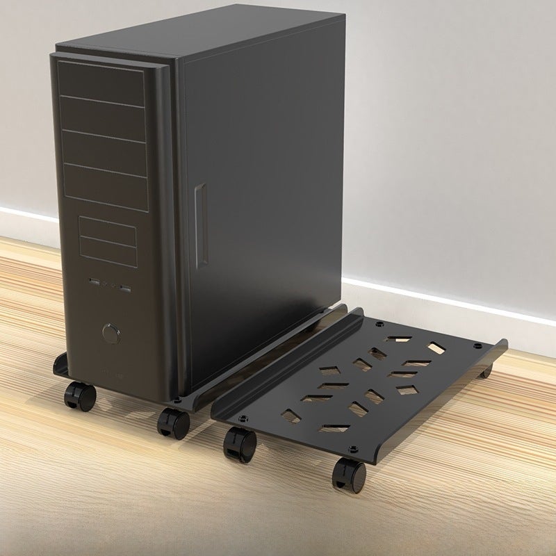 Computer host bracket storage rack with wheels organizing storage Computer mobile rack (Classic black [retractable] mobile model [with brake]) - Image 2