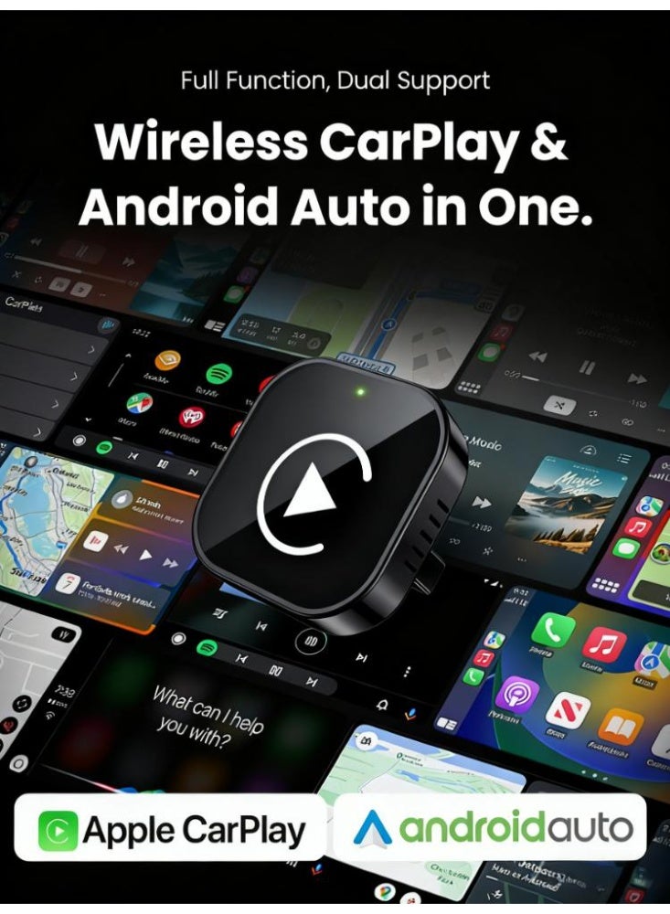 سيوسي محول Apple CarPlay لاسلكي، محول 2 في 1 لـ Wireless CarPlay و Android Auto، توصيل وتشغيل، متوافق مع أكثر من 1000 سيارة تدعم CarPlay السلكي - Image 2