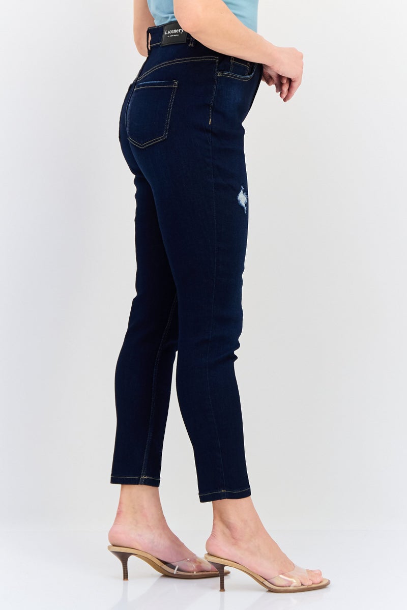 VERO MODA جينز ضيق مغسول قابل للتمدد للنساء من إيسينري x فيرو مودا، كحلي داكن - Image 2