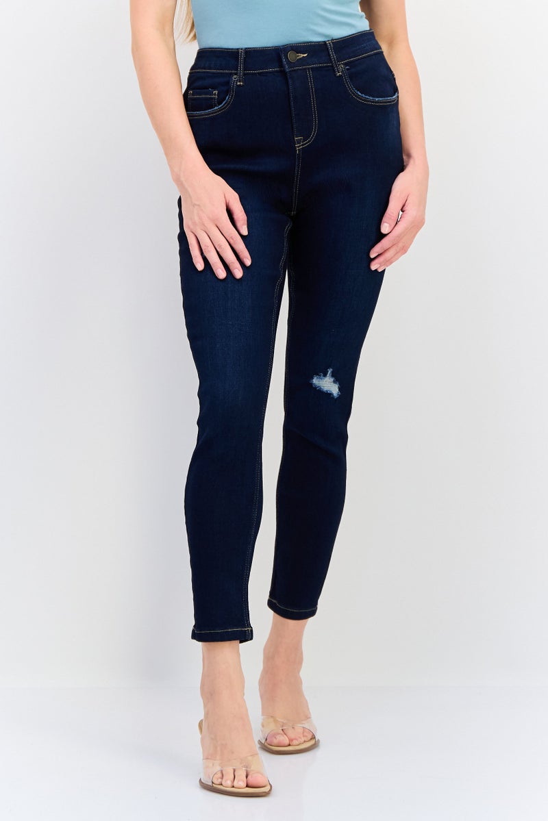 VERO MODA جينز ضيق مغسول قابل للتمدد للنساء من إيسينري x فيرو مودا، كحلي داكن - Image 1