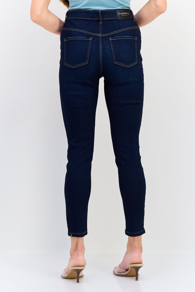 VERO MODA جينز ضيق مغسول قابل للتمدد للنساء من إيسينري x فيرو مودا، كحلي داكن - Image 4