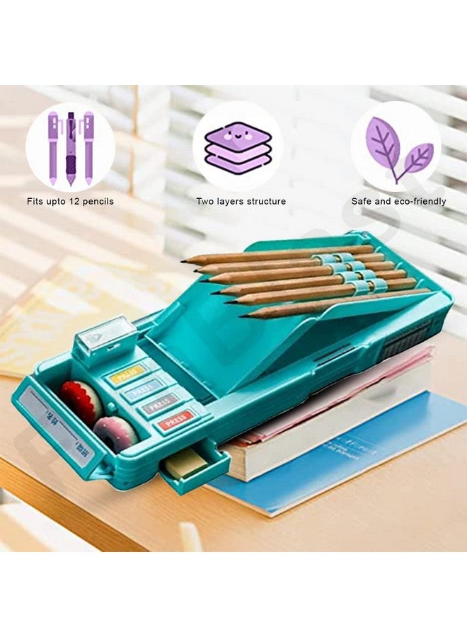 فنبلاست صندوق أقلام بلاستيكي متعدد الوظائف من FunBlast للأطفال، صندوق أقلام على شكل ديناصور، صندوق أقلام للأطفال للأولاد والبنات، صندوق أقلام مغناطيسي للأولاد، صندوق أقلام منبثق، هدايا إرجاع بموضوع الديناصور للأطفال، أزرق - Image 5