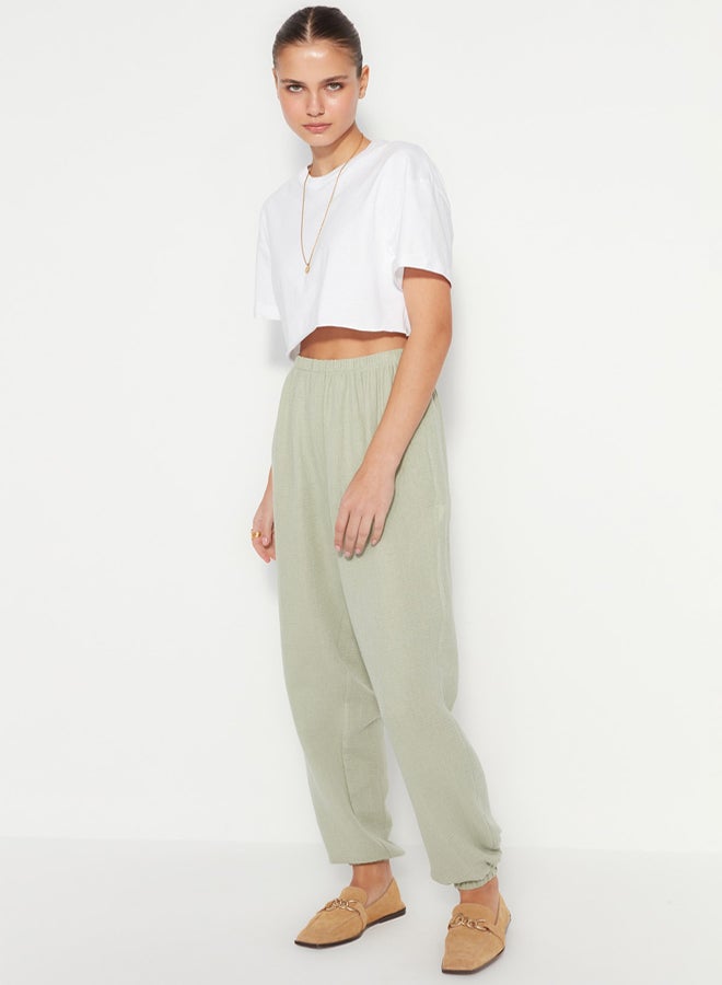 trendyol Khaki Jogger Woven Muslin Woven Trousers - Image 3