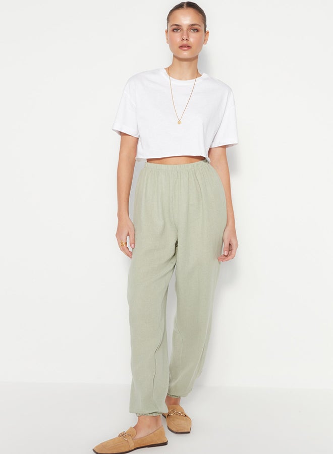trendyol Khaki Jogger Woven Muslin Woven Trousers - Image 2