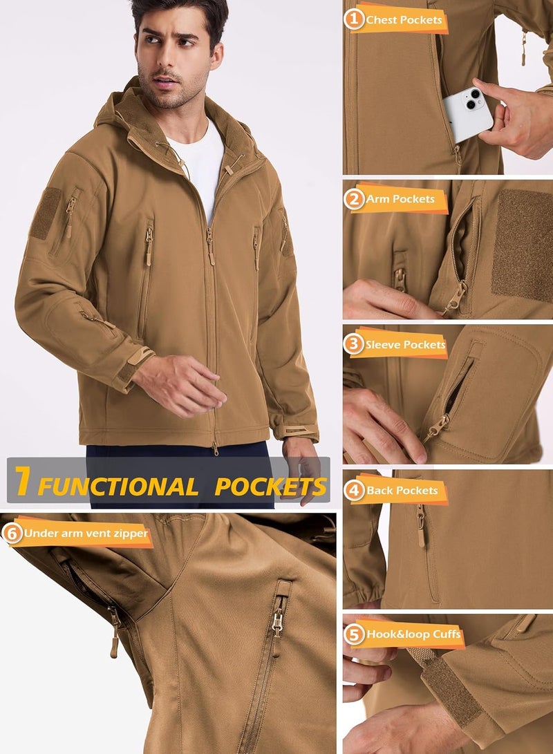 ReFire Gear Men's Army Special Ops Military Tactical Jacket Softshell Fleece Hooded Outdoor Coat - Image 5