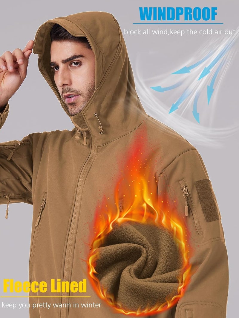 ReFire Gear Men's Army Special Ops Military Tactical Jacket Softshell Fleece Hooded Outdoor Coat - Image 2