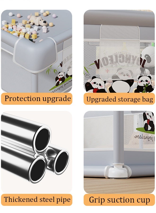 Berma Baby حظيرة لعب للأطفال الصغار، حظيرة لعب كبيرة جدًا للأطفال مع بوابة، مركز أنشطة أمان للأطفال 150 × 180 سم، حظيرة لعب متينة بقاعدة غير قابلة للانزلاق، قابلة للطي والحمل (طبعة باندا) - Image 3