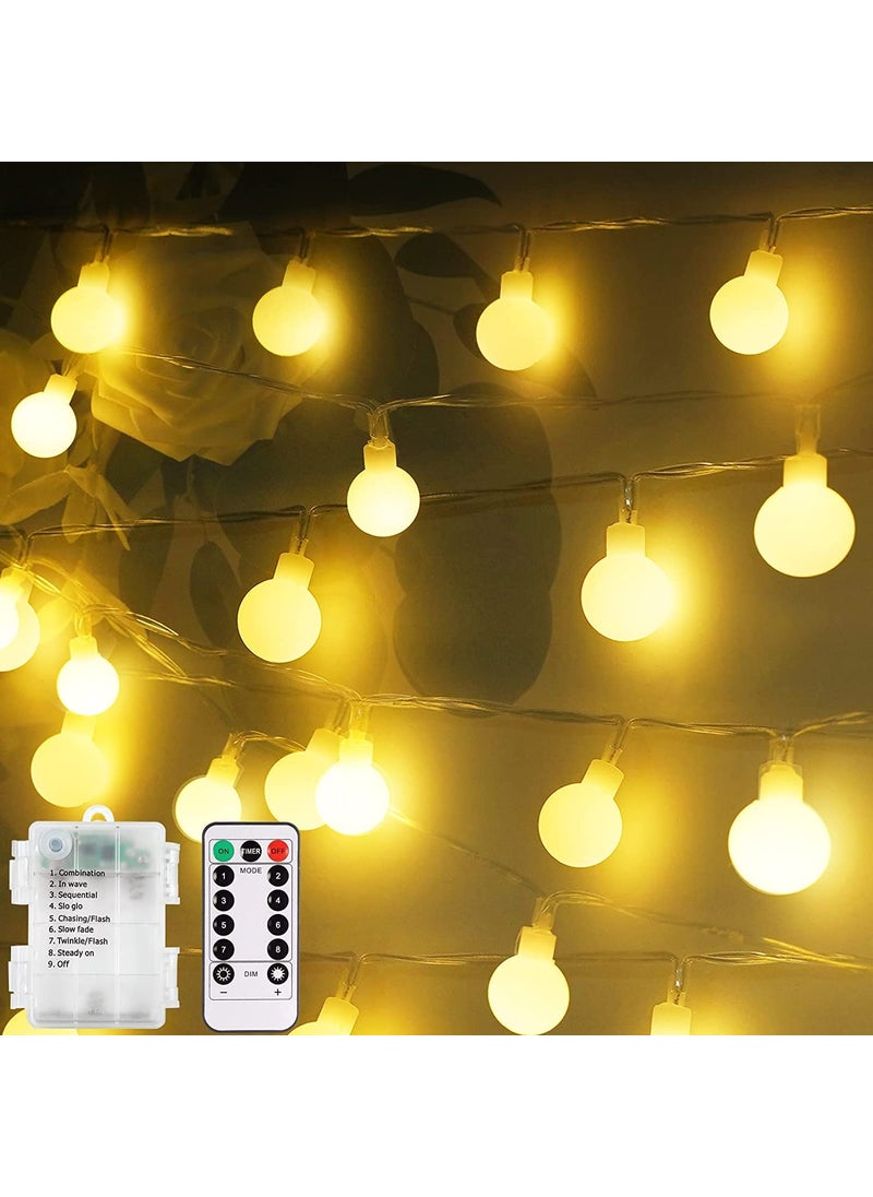 Litehom - Litehom Outdoor String Lights 165 Feet 40 LED Lights with Remote 8 Modes Battery Operated Ball Fairy Light for Bedroom Xmas Tree Decor Diwali Decpration Light Warmwhite 40 Ball with Remote - Image 1