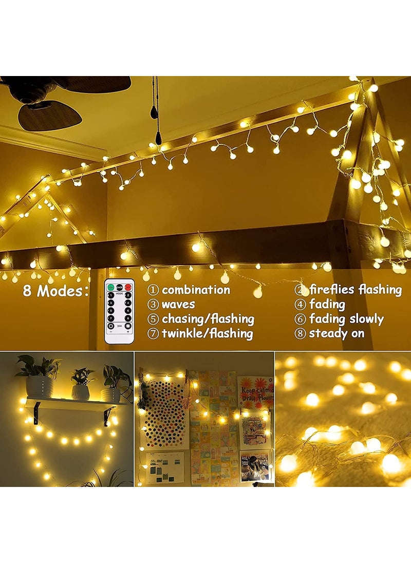 Litehom - Litehom Outdoor String Lights 165 Feet 40 LED Lights with Remote 8 Modes Battery Operated Ball Fairy Light for Bedroom Xmas Tree Decor Diwali Decpration Light Warmwhite 40 Ball with Remote - Image 1