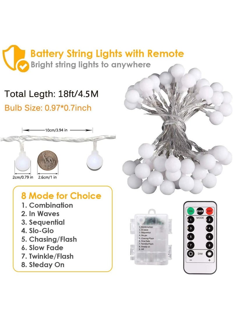 Litehom - Litehom Outdoor String Lights 165 Feet 40 LED Lights with Remote 8 Modes Battery Operated Ball Fairy Light for Bedroom Xmas Tree Decor Diwali Decpration Light Warmwhite 40 Ball with Remote - Image 1
