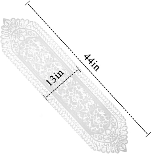Tinsow 2 Pack Cotton Crochet Lace Rectangular Table Runner Dresser Scarf Doilies (White Style, 13" X 44") - Image 2